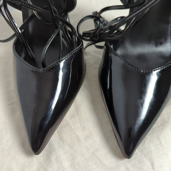 Bar III Black Patent Lace Up Stilettos - Pointed Toe -  Candace - 7.5M - Picture 4 of 10